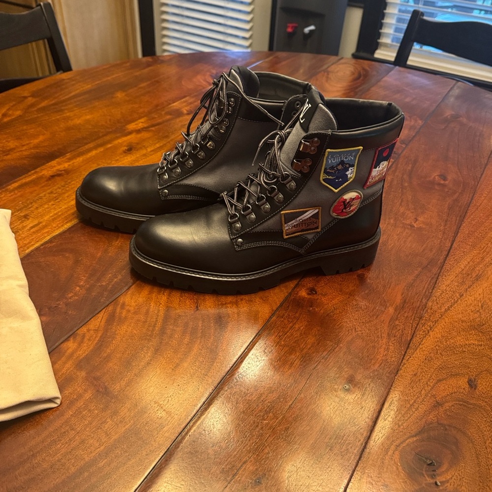 Black Leather Boots with Patches